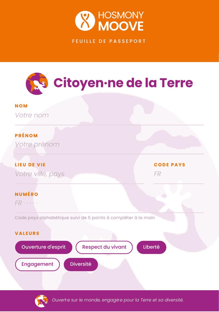 Feuille de passeport Citoyen·ne de la Terre